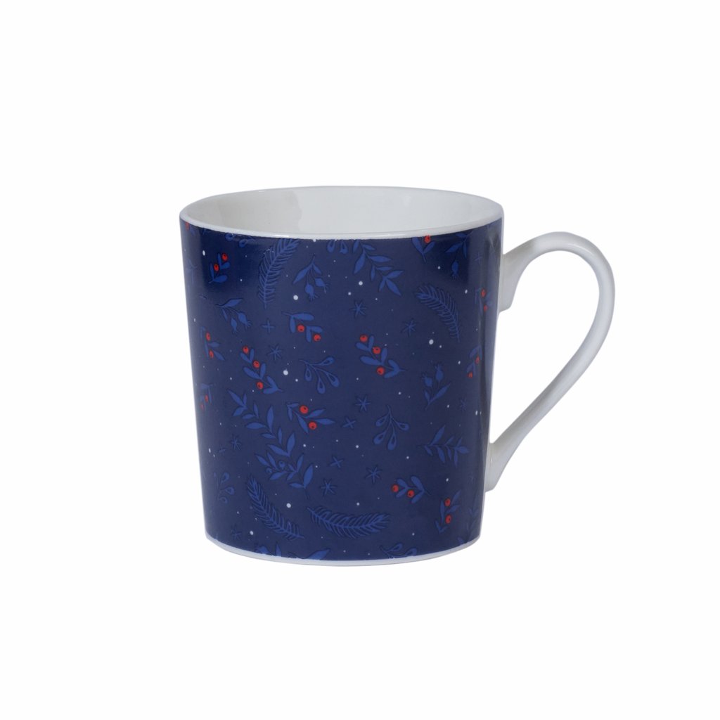 Mindy Brownes Interiors- Midnight Blue & Red Berry Christmas Cups Set- SHM009- Blue and Red Berry Cup