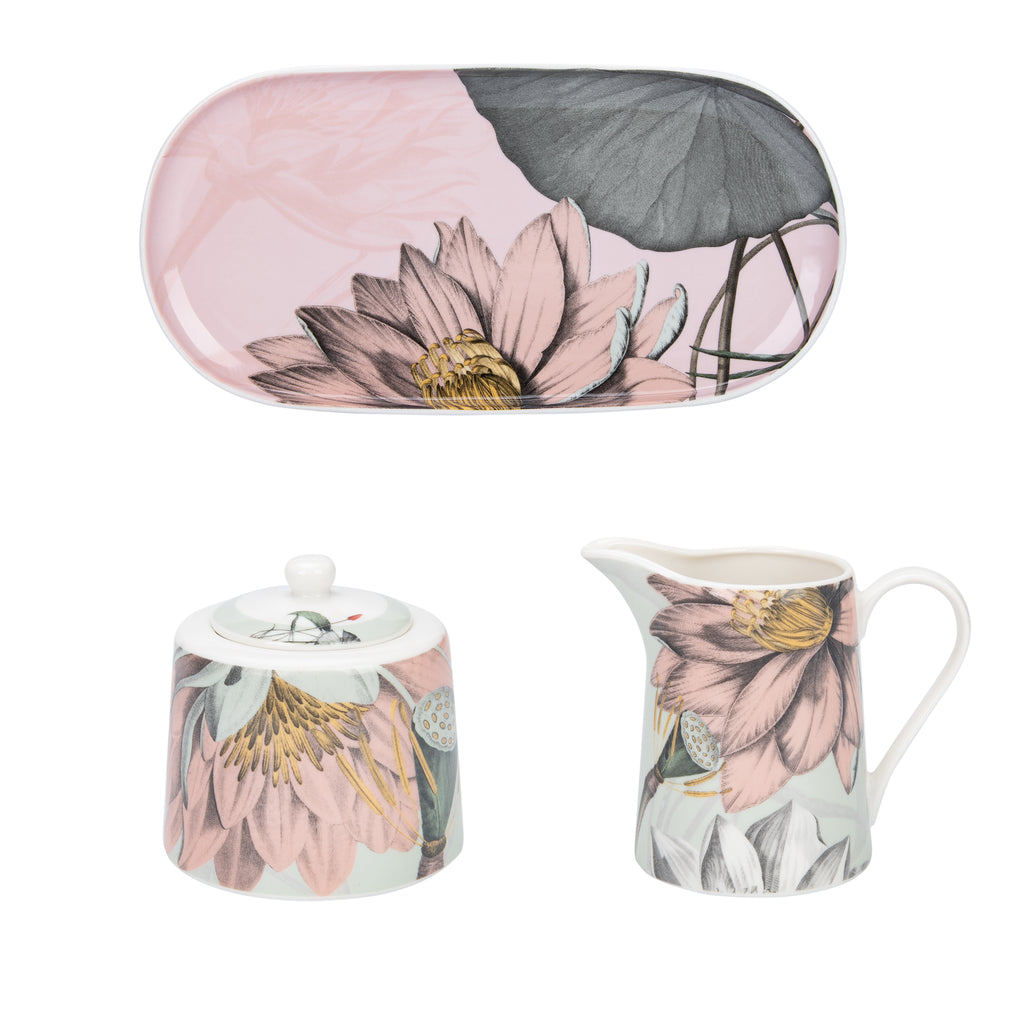 Mindy Brownes Interiors-Natures Bloom Tea Set- Milk Jug- Sugar Bowl - Serving Tray-SHM022